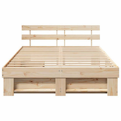 vidaXL Bed Frame with Headboard Brown 160 x 200 cm Solid Pine Wood