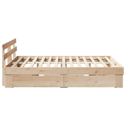vidaXL Bed Frame with Headboard Brown 160 x 200 cm Solid Pine Wood