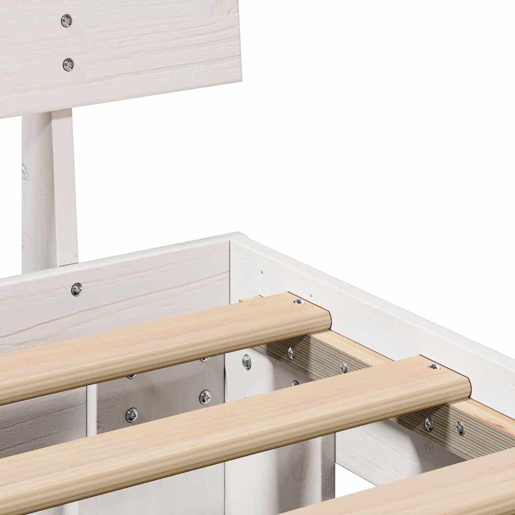 vidaXL Bed Frame with Headboard White 160 x 200 cm Solid Pine Wood