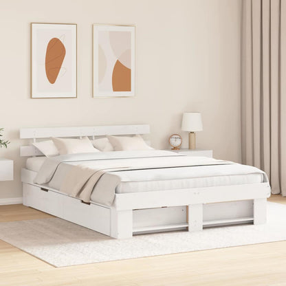 vidaXL Bed Frame with Headboard White 160 x 200 cm Solid Pine Wood