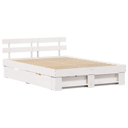 vidaXL Bed Frame with Headboard White 160 x 200 cm Solid Pine Wood