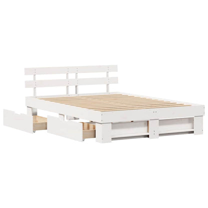 vidaXL Bed Frame with Headboard White 160 x 200 cm Solid Pine Wood