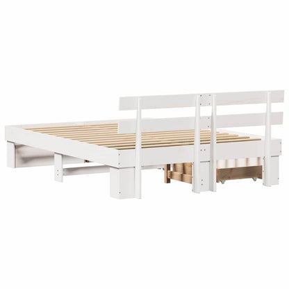vidaXL Bed Frame with Headboard White 160 x 200 cm Solid Pine Wood
