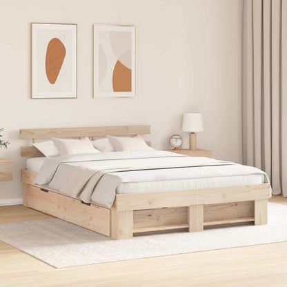 vidaXL Bed Frame with Headboard Brown 150 x 200 cm Solid Pine Wood