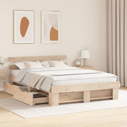 vidaXL Bed Frame with Headboard Brown 150 x 200 cm Solid Pine Wood