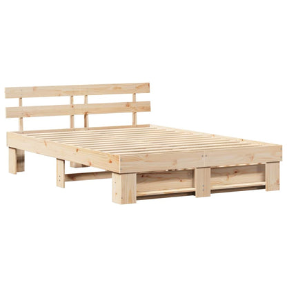 vidaXL Bed Frame with Headboard Brown 150 x 200 cm Solid Pine Wood