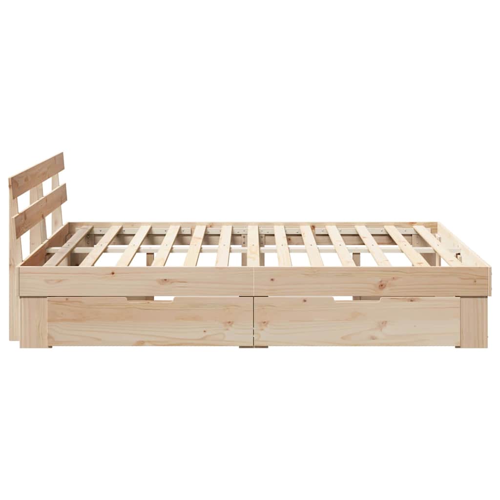 vidaXL Bed Frame with Headboard Brown 150 x 200 cm Solid Pine Wood