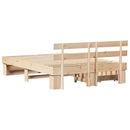 vidaXL Bed Frame with Headboard Brown 140 x 200 cm Solid Pine Wood