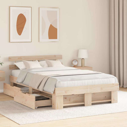 vidaXL Bed Frame with Headboard Brown 120 x 200 cm Solid Pine Wood