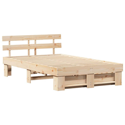 vidaXL Bed Frame with Headboard Brown 120 x 200 cm Solid Pine Wood