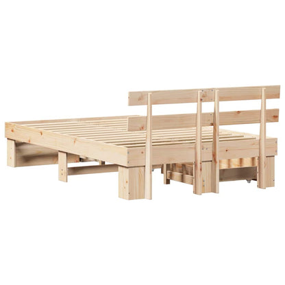 vidaXL Bed Frame with Headboard Brown 120 x 200 cm Solid Pine Wood
