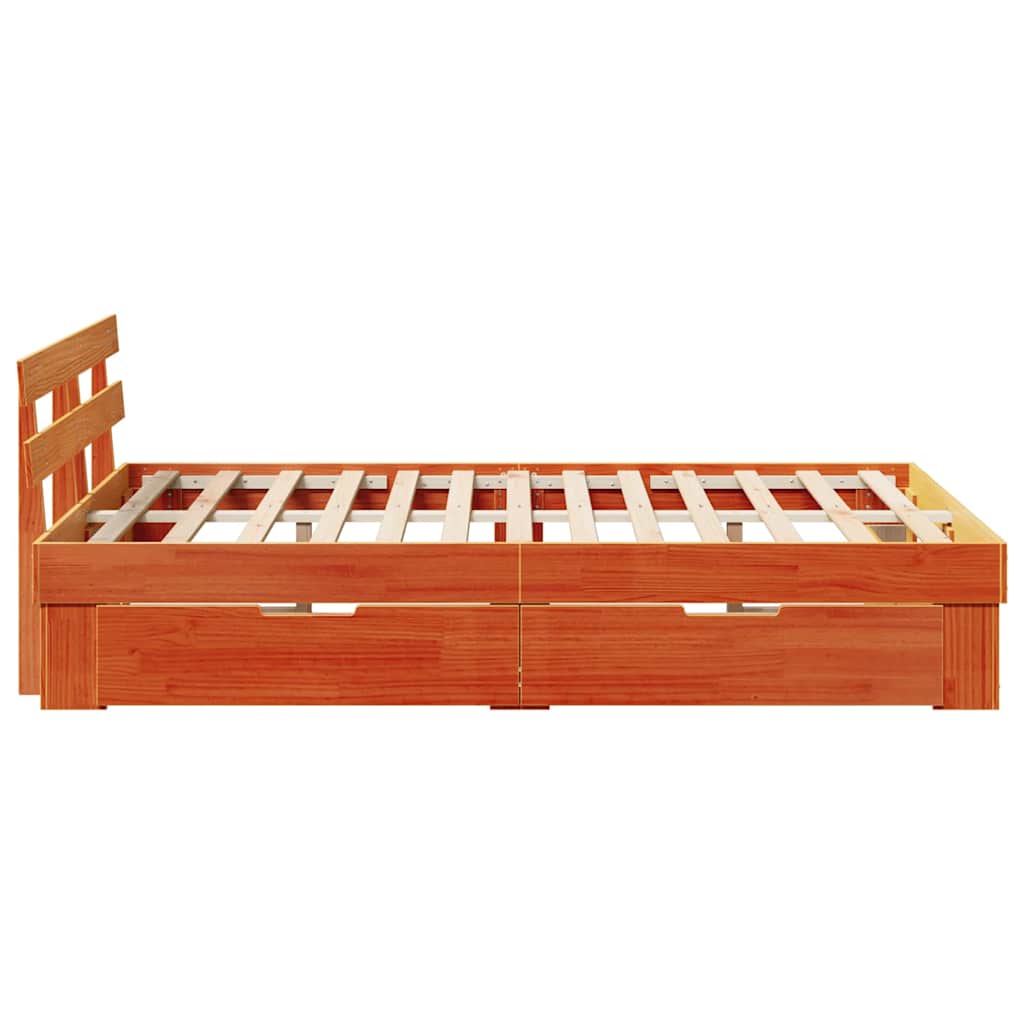 vidaXL Bed Frame with Headboard Wax Brown 120 x 200 cm Solid Pine Wood