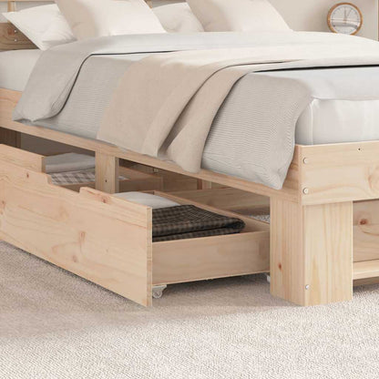 vidaXL Bed Frame with Headboard Brown 140 x 190 cm Solid Pine Wood