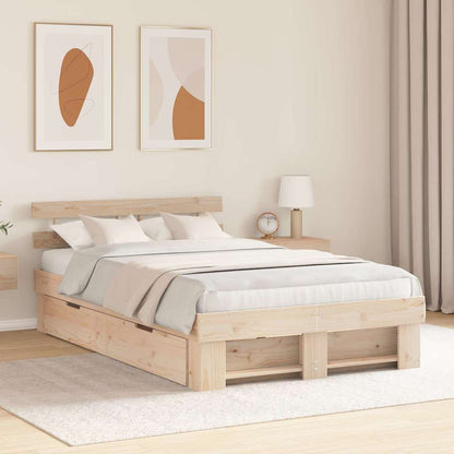 vidaXL Bed Frame with Headboard Brown 140 x 190 cm Solid Pine Wood