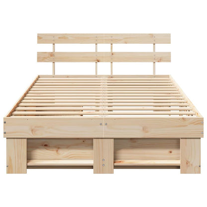 vidaXL Bed Frame with Headboard Brown 140 x 190 cm Solid Pine Wood