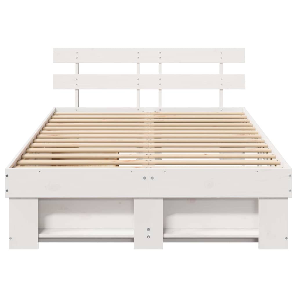 vidaXL Bed Frame with Headboard White 140 x 190 cm Solid Pine Wood