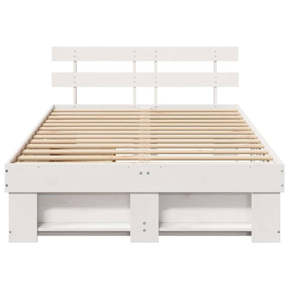 vidaXL Bed Frame with Headboard White 140 x 190 cm Solid Pine Wood