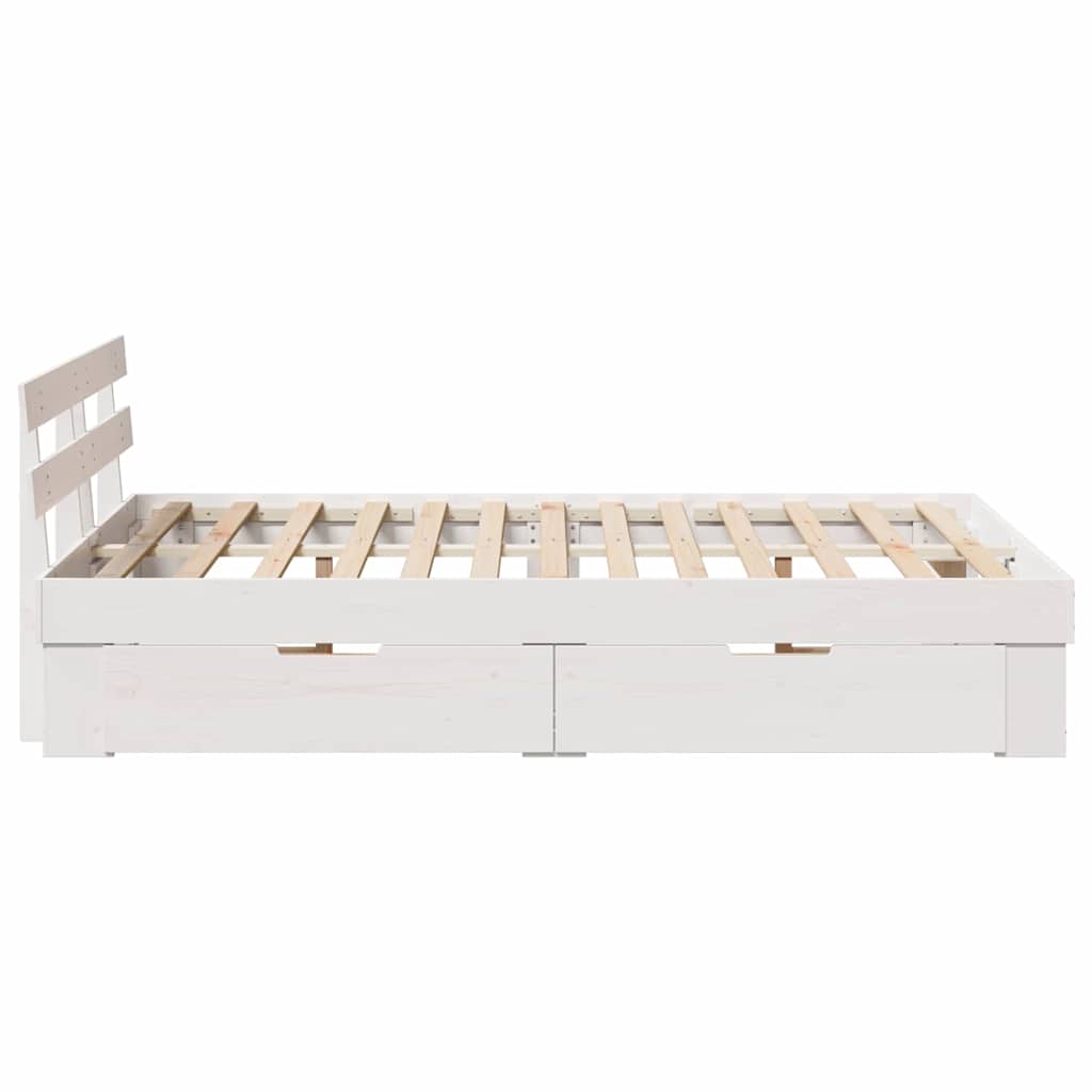 vidaXL Bed Frame with Headboard White 140 x 190 cm Solid Pine Wood