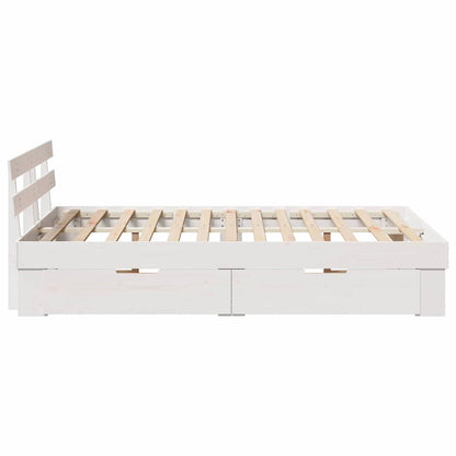 vidaXL Bed Frame with Headboard White 140 x 190 cm Solid Pine Wood
