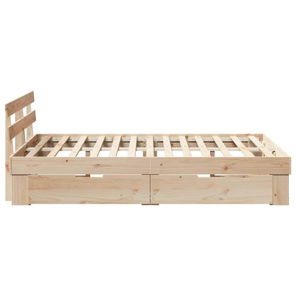 vidaXL Bed Frame with Headboard Brown 120 x 190 cm Solid Pine Wood