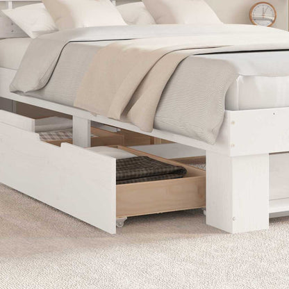 vidaXL Bed Frame with Headboard White 120 x 190 cm Solid Pine Wood