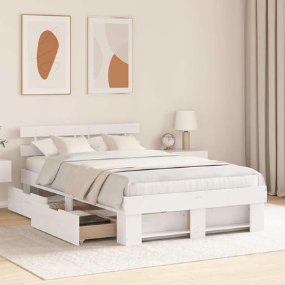 vidaXL Bed Frame with Headboard White 120 x 190 cm Solid Pine Wood