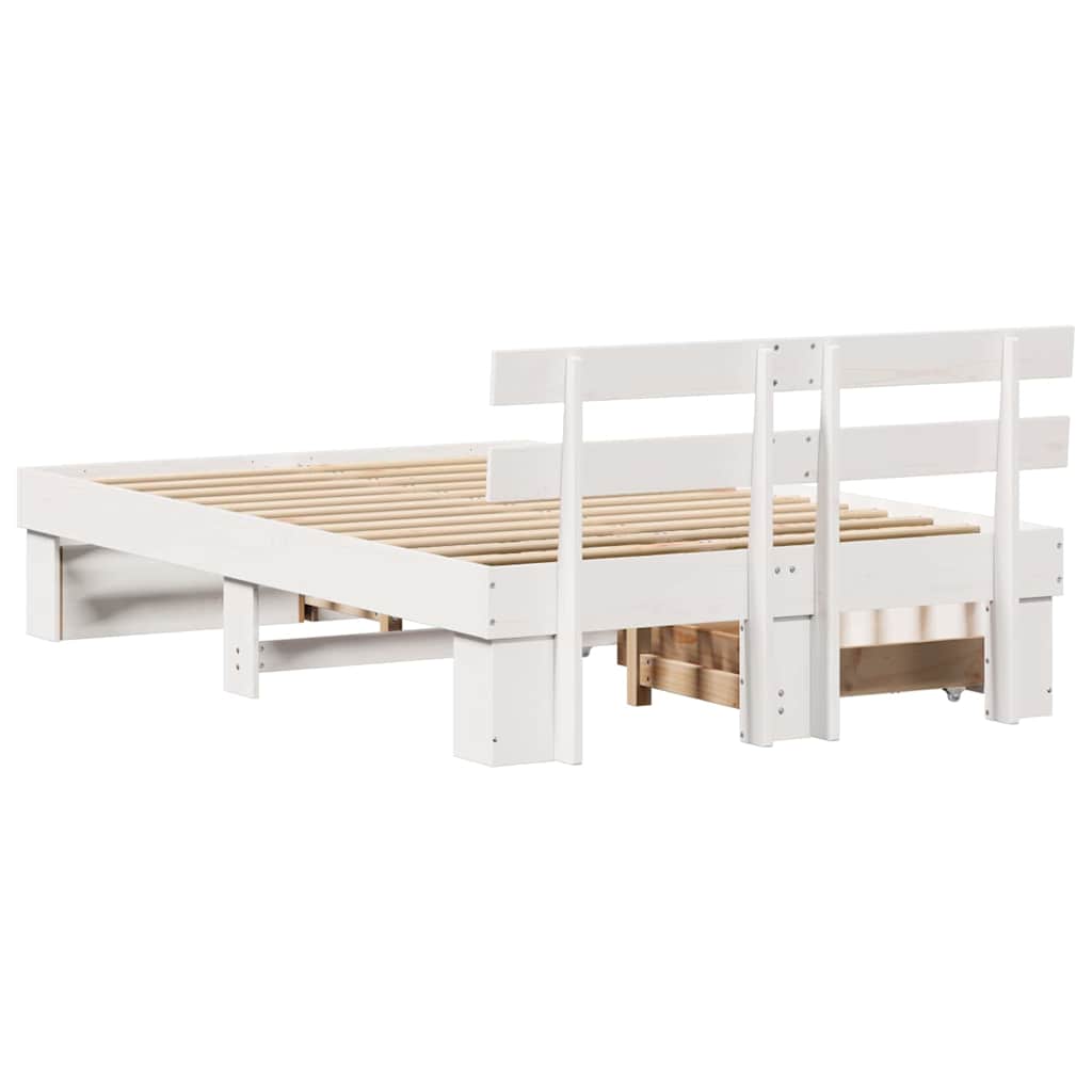 vidaXL Bed Frame with Headboard White 120 x 190 cm Solid Pine Wood
