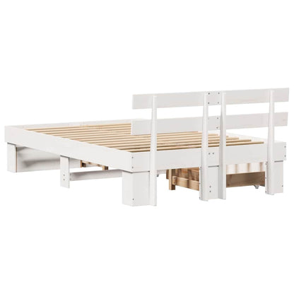 vidaXL Bed Frame with Headboard White 120 x 190 cm Solid Pine Wood