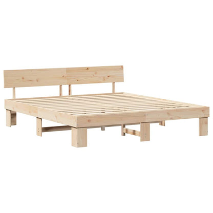 vidaXL Bed Frame with Headboard Brown 200 x 200 cm Solid Pine Wood