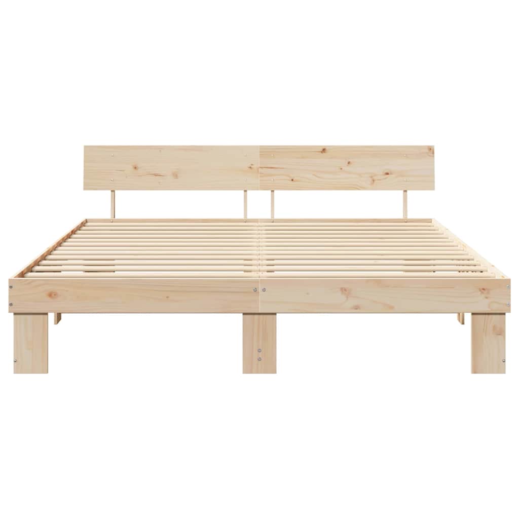 vidaXL Bed Frame with Headboard Brown 200 x 200 cm Solid Pine Wood