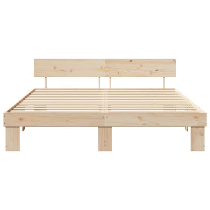 vidaXL Bed Frame with Headboard Brown 200 x 200 cm Solid Pine Wood