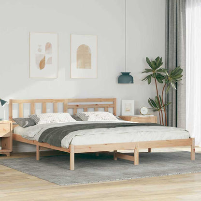 vidaXL Bed Frame with Headboard Brown 200 x 200 cm Solid Pine Wood
