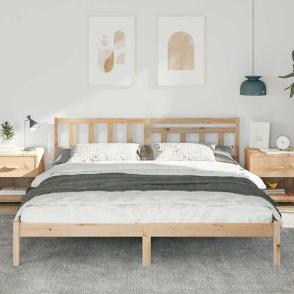 vidaXL Bed Frame with Headboard Brown 200 x 200 cm Solid Pine Wood