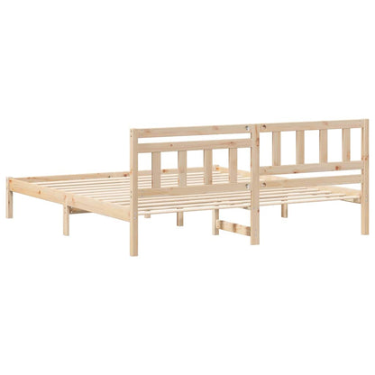 vidaXL Bed Frame with Headboard Brown 200 x 200 cm Solid Pine Wood