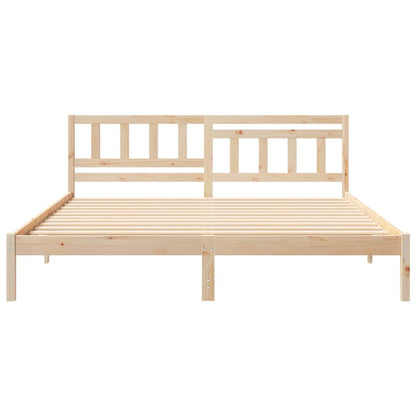 vidaXL Bed Frame with Headboard Brown 200 x 200 cm Solid Pine Wood