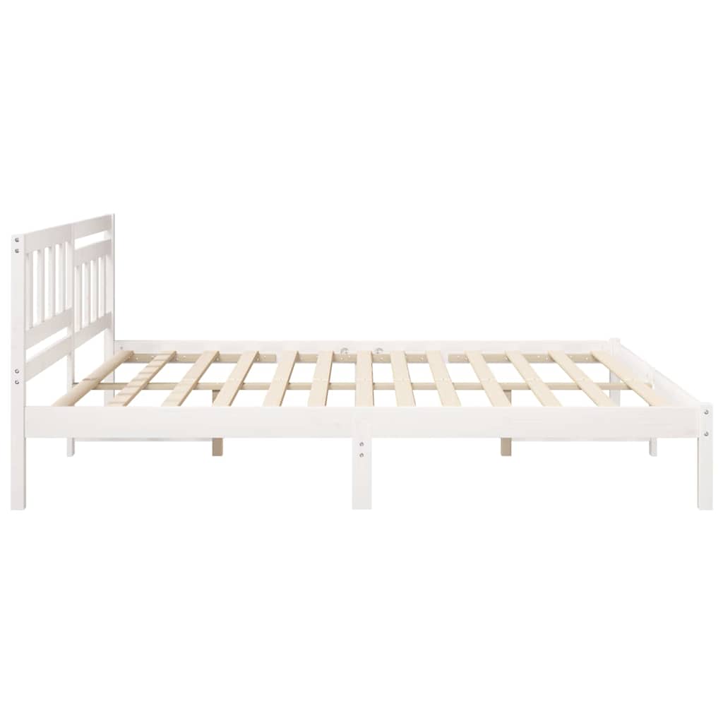 vidaXL Bed Frame with Headboard White 200 x 200 cm Solid Pine Wood