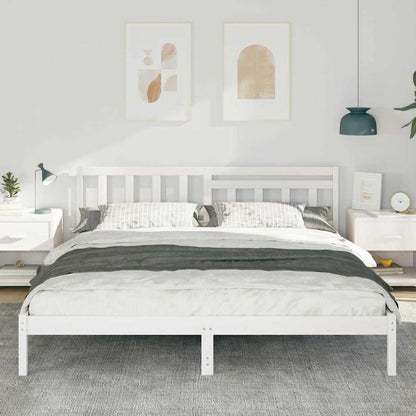 vidaXL Bed Frame with Headboard White 180 x 200 cm Solid Pine Wood