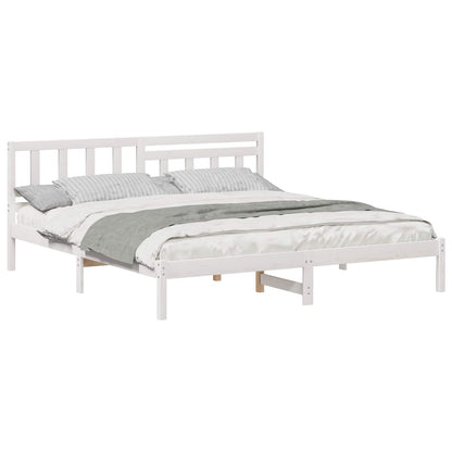vidaXL Bed Frame with Headboard White 180 x 200 cm Solid Pine Wood