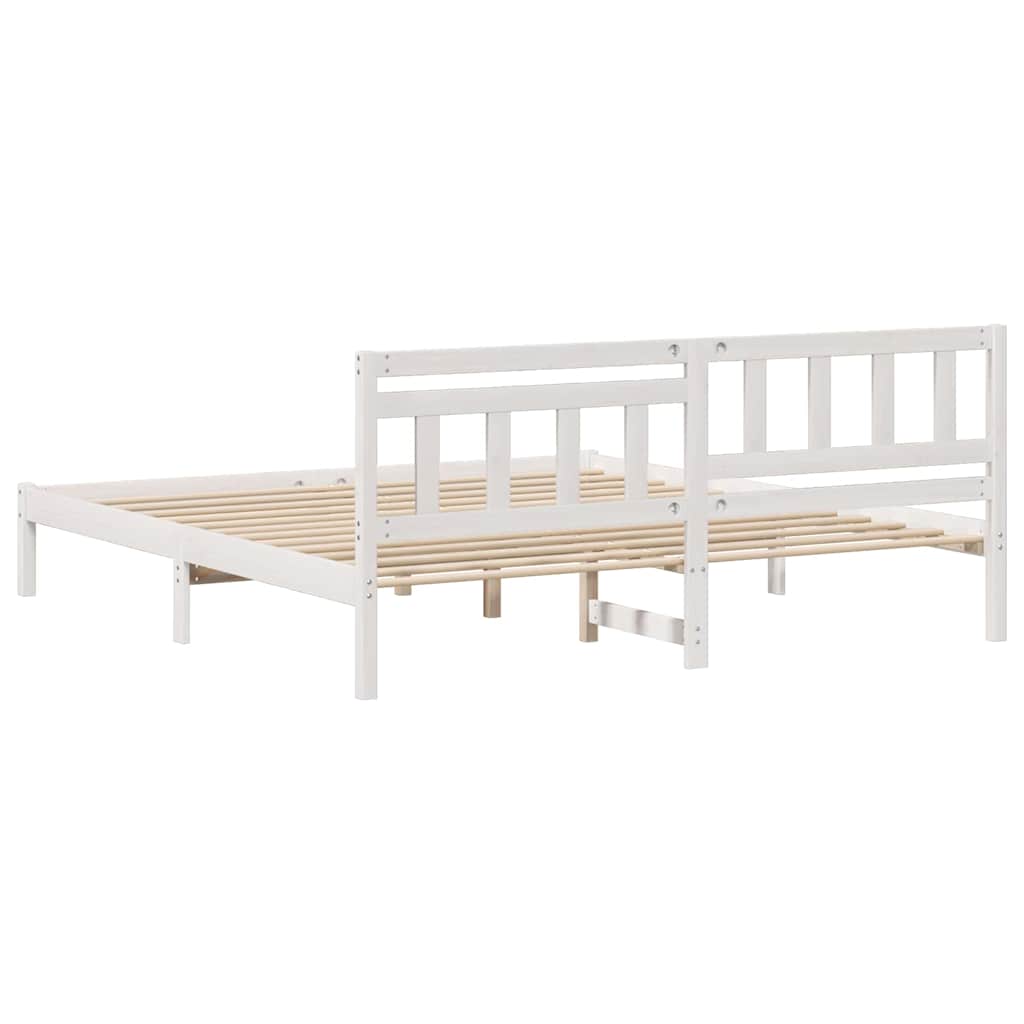 vidaXL Bed Frame with Headboard White 180 x 200 cm Solid Pine Wood