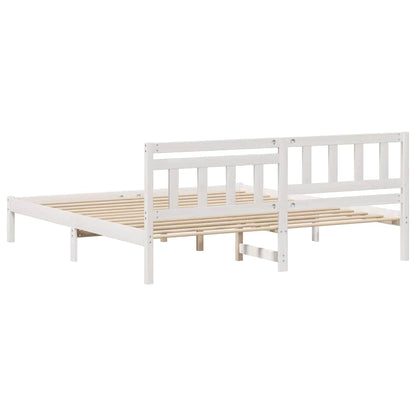 vidaXL Bed Frame with Headboard White 180 x 200 cm Solid Pine Wood