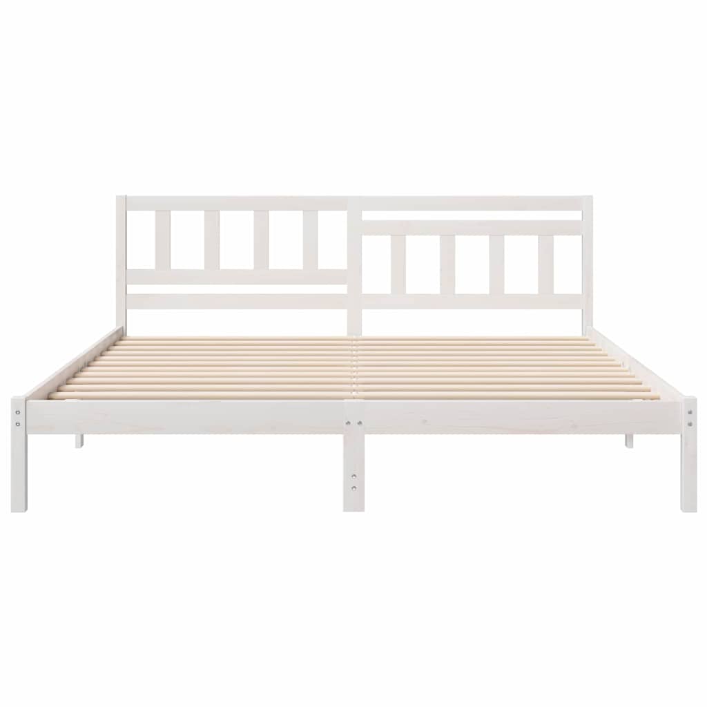 vidaXL Bed Frame with Headboard White 180 x 200 cm Solid Pine Wood