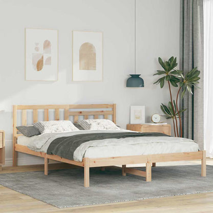 vidaXL Bed Frame with Headboard Brown 160 x 200 cm Solid Pine Wood