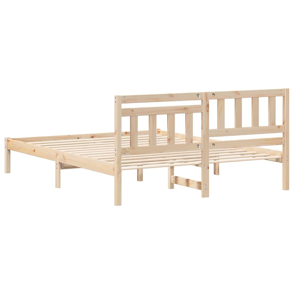 vidaXL Bed Frame with Headboard Brown 160 x 200 cm Solid Pine Wood