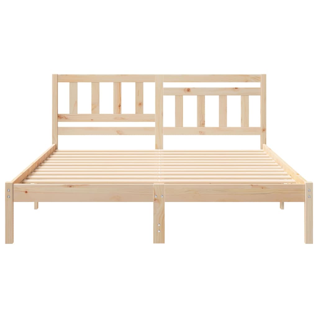 vidaXL Bed Frame with Headboard Brown 160 x 200 cm Solid Pine Wood