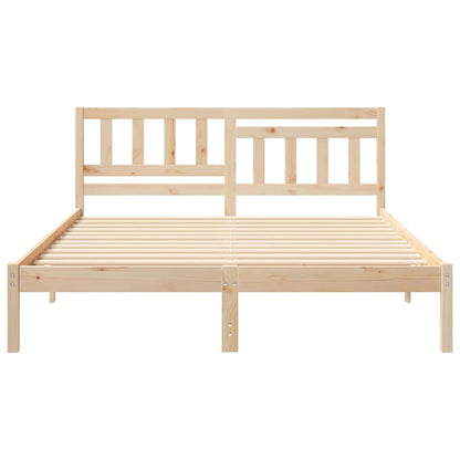 vidaXL Bed Frame with Headboard Brown 160 x 200 cm Solid Pine Wood