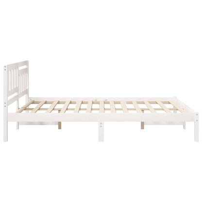 vidaXL Bed Frame with Headboard White 160 x 200 cm Solid Pine Wood