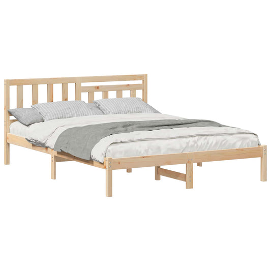 vidaXL Bed Frame with Headboard Brown 150 x 200 cm Solid Pine Wood