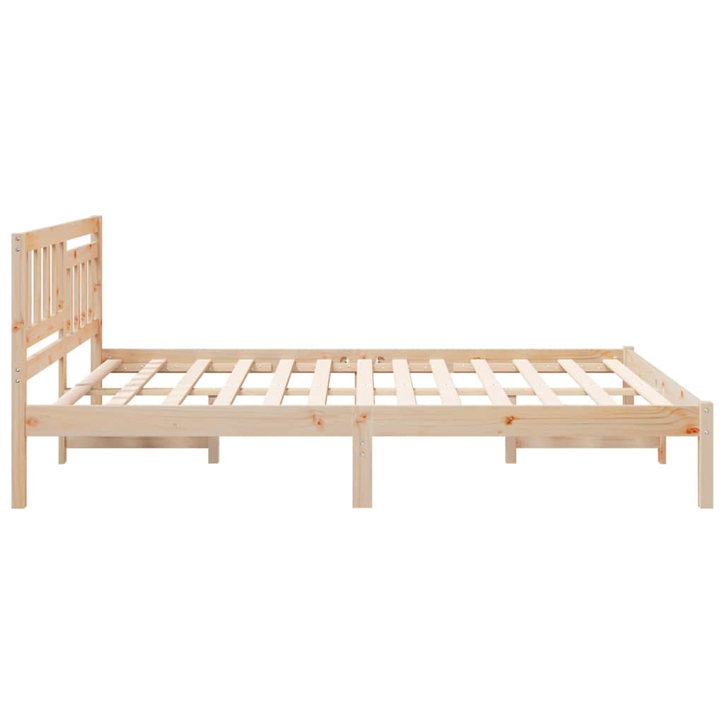 vidaXL Bed Frame with Headboard Brown 150 x 200 cm Solid Pine Wood