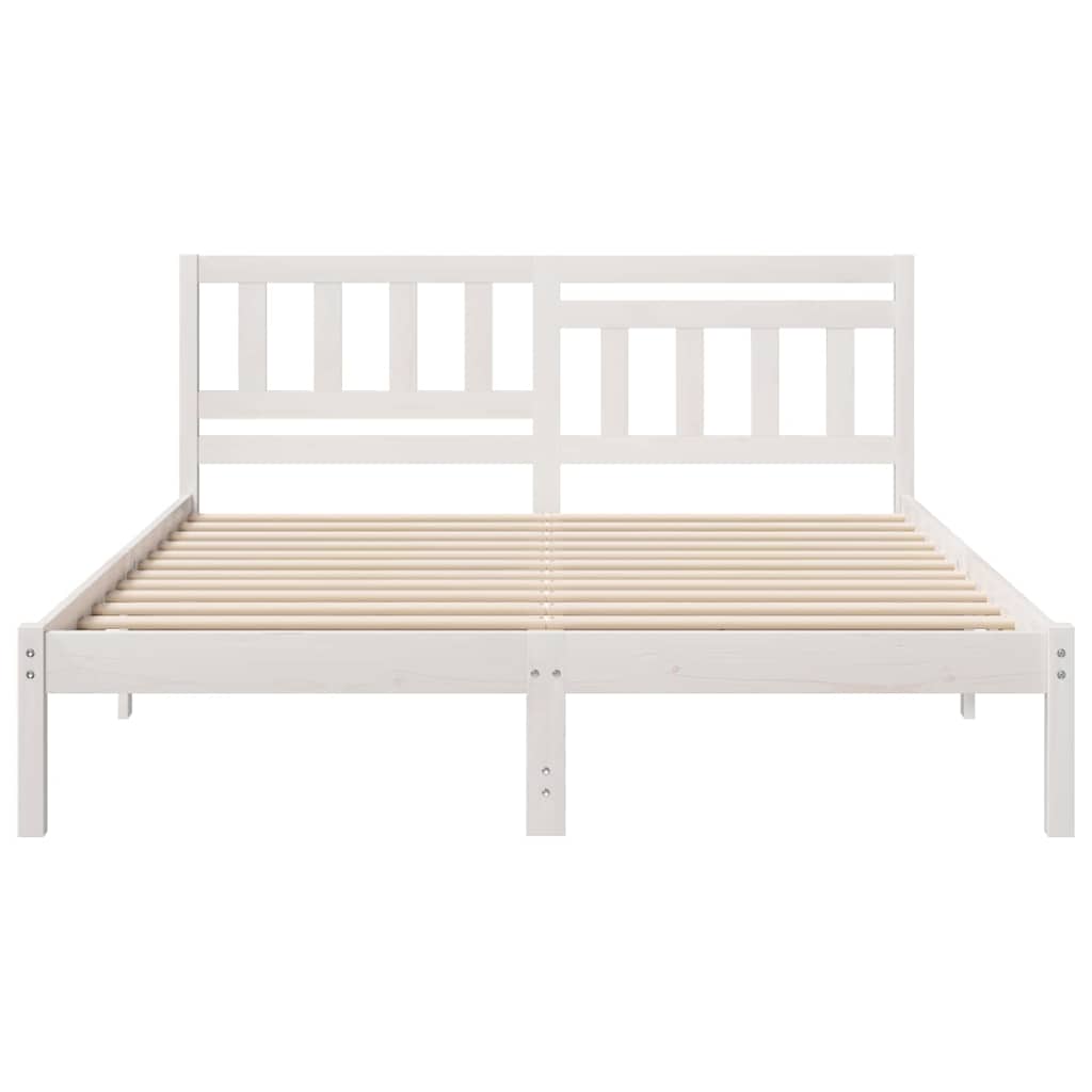 vidaXL Bed Frame with Headboard White 150 x 200 cm Solid Pine Wood