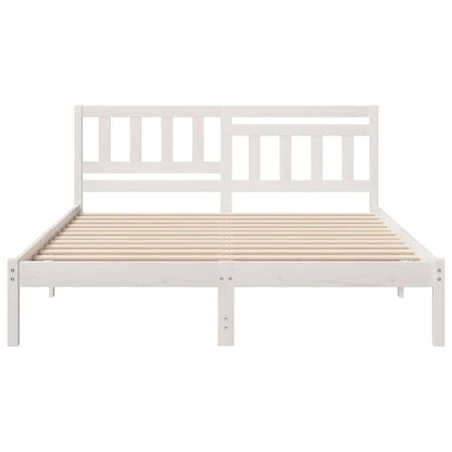 vidaXL Bed Frame with Headboard White 150 x 200 cm Solid Pine Wood